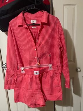 Universal Thread Coral Pink Pinstripe Pajama Set